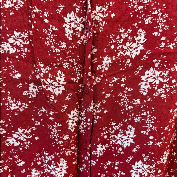 Uniqlo Floral Print Shirt Dress in Red - Picture 5 of 7